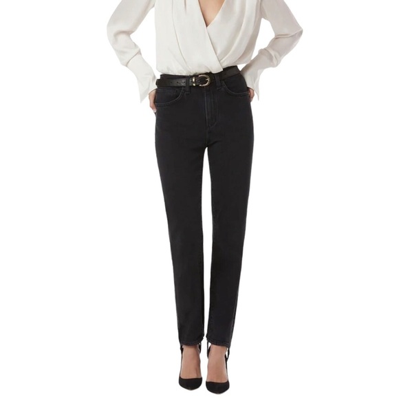 Favorite Daughter The Evelyn High Rise Straight Jeans Black Size 24 Stirrup